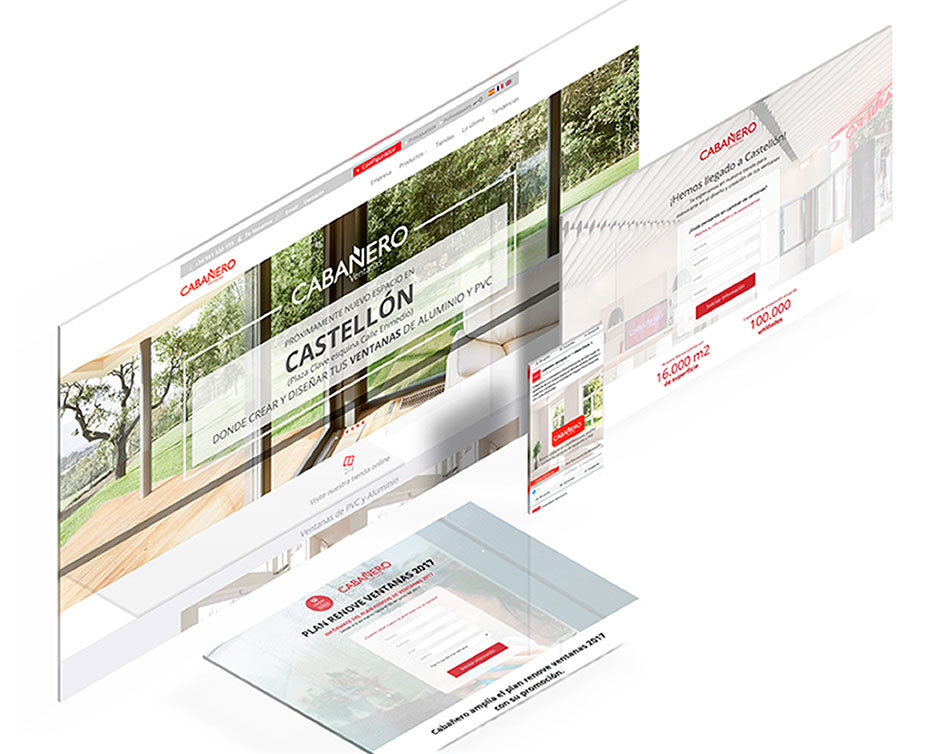 Vistas de la web de Cabañero en distintos dispositivos, adaptadas a sus tamaños de pantalla.