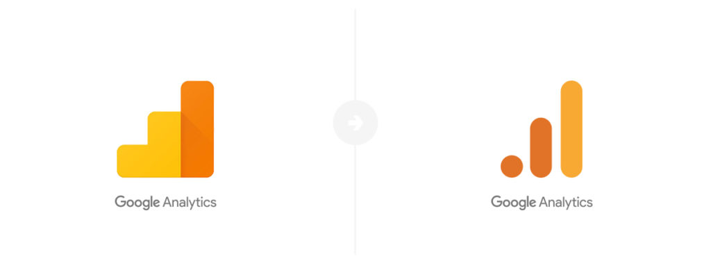 Comparación de los logotipos anterior y nuevo de Google Analytics.