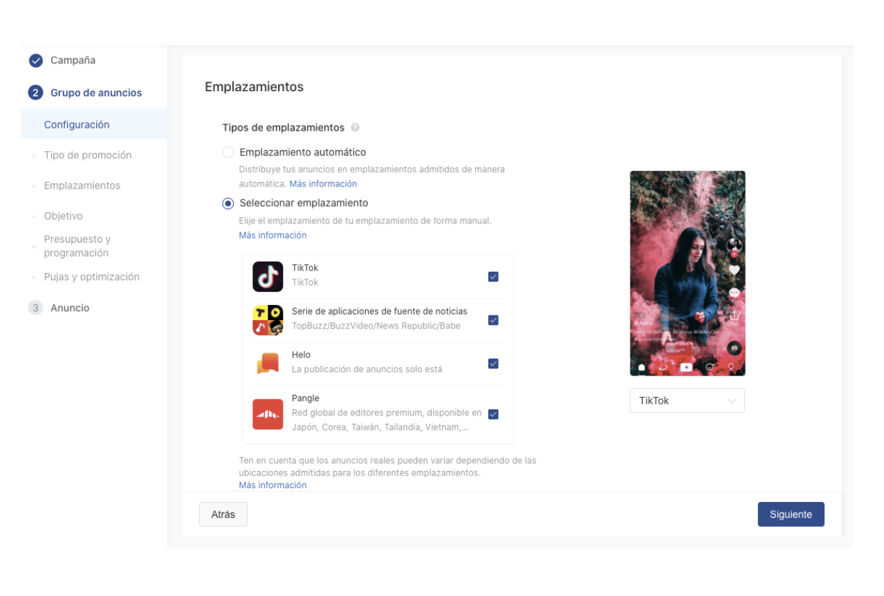 emplazamientos tiktok