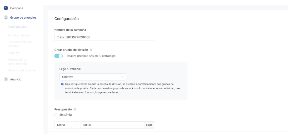 grupo de anuncios tiktok ads
