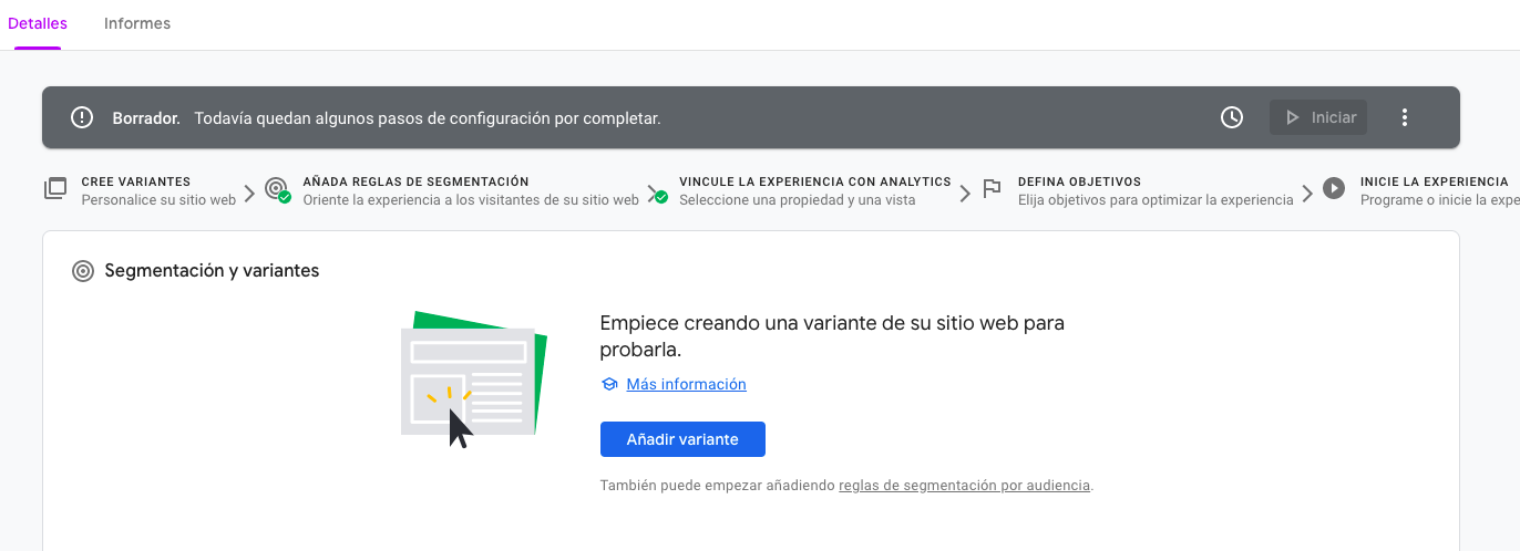 google optimize experiencia